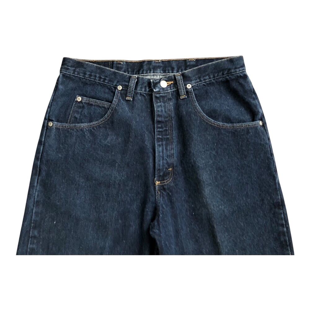 Wrangler Jeans Mens 34 Dark Wash Blue Straight Leg 100% Cotton 27" Inseam - Picture 4 of 8